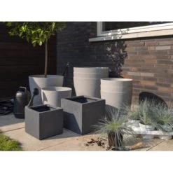 Pot Fiberclay Donkergrijs Streep Vierkant Ø33 H29 Cm 5 Pot Fiberclay Donkergrijs Streep Vierkant Ø33 H29 Cm -Tuin Decor Verkoop 123 193