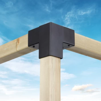 Paalverbinder Voor Pergola Hoekstuk 3-kants 9x9 Cm Zwart 4 Paalverbinder Voor Pergola Hoekstuk 3-kants 9x9 Cm Zwart - Afbeelding 2