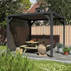 Pergola Silvano Zwart Inclusief Zijdoek -Tuin Decor Verkoop 123 454