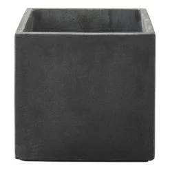 Pot Fiberclay Donkergrijs Streep Vierkant Ø26 H24 Cm