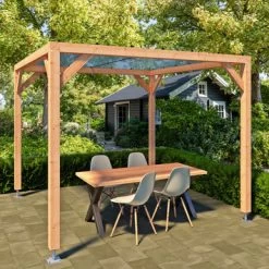 Pergola Silvano Douglas Met Schaduwdoek 324x324 Cm -Tuin Decor Verkoop 123 822